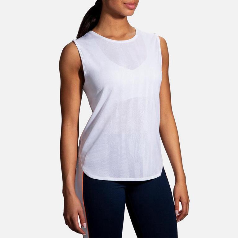 Brooks SPIRIT Running Tank Top Womens Sale - White (UWD607381)